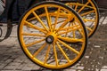 SEVILLE, ANDALUSIA / SPAIN - OCTOBER 13 2017: OLD HORSE CART WITH YELLOW WHEELS Royalty Free Stock Photo