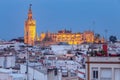 Seville Cathedral and the Giralda tower in night illumination. Seville. Spain. Andalusia. Royalty Free Stock Photo