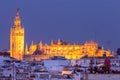 Seville Cathedral and the Giralda tower in night illumination. Seville. Spain. Andalusia. Royalty Free Stock Photo