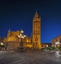 Seville Cathedral at Plaza Virgen de Los Reyes Square at night - Seville, Andalusia, Spain Royalty Free Stock Photo