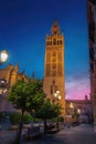 Seville Cathedral at Plaza Virgen de Los Reyes Square at sunset - Seville, Spain