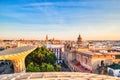 Seville City Skyline view with Space Metropol Parasol in the Foreground at Sunset, Seville Royalty Free Stock Photo