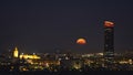 Seville with the full moon, skyline Royalty Free Stock Photo