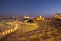 Seville at night, Spain / Panoramic top view from Modern architecture be design JÃÂ¼rgen Mayer, Metropol Parasol Setas de Sevilla Royalty Free Stock Photo