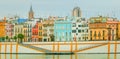 Seville panoramic cityscape with historical buildings, city skyline, Sevilla, Spain