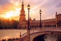 Seville Plaza de Espana sunset Andalusian Sevilla Royalty Free Stock Photo