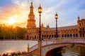 Seville Plaza de Espana sunset Andalusian Sevilla Royalty Free Stock Photo