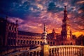 Seville Plaza de Espana sunset Andalusian Sevilla Royalty Free Stock Photo