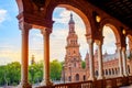 Seville Plaza de Espana sunset Andalusian Sevilla Royalty Free Stock Photo