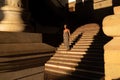 Seville, Plaza de EspaÃÂ±a, staircase of the royal palace at sunset