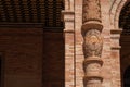 Carved Column with Castile Coat of Arms at Plaza de Espana - Seville, Andalusia, Spain