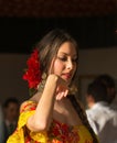 SEVILLE, SPAIN - APR, 25: flamenco dancer woman Royalty Free Stock Photo