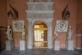 Golden door with statues at Casa de Pilatos (Pilates House) Palace Interior - Seville, Andalusia, Spain Royalty Free Stock Photo