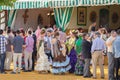 SEVILLE, SPAIN - APR, 25: people dressed in traditional spanish Royalty Free Stock Photo