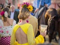 SEVILLE, SPAIN - APR, 25: woman dressed in traditional costume Royalty Free Stock Photo