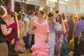 SEVILLE, SPAIN - APR, 25: women dressed in traditional costumes Royalty Free Stock Photo