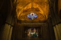 Seville, Spain Ã¢â¬â 2019. Christ Disciples Ascension Stained Glass in Seville Cathedral, Cathedral of Saint Mary of the See, Royalty Free Stock Photo