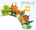 Seville Spain City Skyline with Color Buildings, Blue Sky and Co Royalty Free Stock Photo