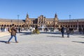 Seville, Spain - December 2, 2017:  Spain Square Plaza de Espana, Seville, Spain, built on 1928, it is one example of the Royalty Free Stock Photo