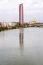 The Sevilla Tower known until 2015 as the Pelli Tower, is an office skyscraper in Seville, Spain Royalty Free Stock Photo