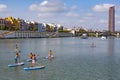 SEVILLE, SPAIN - february 28, 2022: Seville Cityscape Panorama. Famous spanish city skyline overlooking Guadalquivir