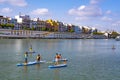 SEVILLE, SPAIN - february 28, 2022: Seville Cityscape Panorama. Famous spanish city skyline overlooking Guadalquivir