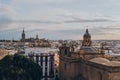 Aerial view of Anunciation Church, rooftops and city skyline in Seville, Spain Royalty Free Stock Photo