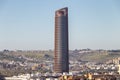 Seville, Spain - January 13, 2019: The Sevilla Tower Torre Sevilla, known until 2015 as the Cajasol Tower or Pelli Tower, is the