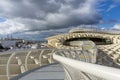 Top of the Metropol Parasol landmark structure and view of the city of Seville