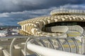 Top of the Metropol Parasol landmark structure and view of the city of Seville