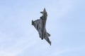 Seville, Spain - July 7, 2020: Eurofighter Typhoon C-16 from 11wing, Spanish Air Force Fighter jet plane on display in Seville,