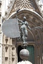 The Giraldillo statue replica in front of the Prince Cathedral Gate, Seville, Andalusia, Spain Royalty Free Stock Photo