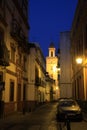 Night street in the old Spanish city of Seville Royalty Free Stock Photo