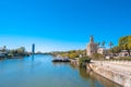 Seville, Spain; July 1 2020. Panoramic view of the city of Seville with the Torre del Oro in the background