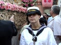 An unknown employee of the Navy at a religious festival in Seville
