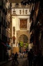 Old scenic street by night in the center of Seville, Spain Royalty Free Stock Photo