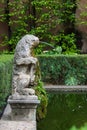 Seville, Spain - June 2018: The fountain in the park of the Alcazar palace in Seville, Spain, Europe. Royalty Free Stock Photo