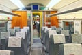 Interior of modern hi-speed passenger train of Spanish railways
