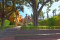 Panoramic view of inner patio - Troy Garden Jardin de Troya Royalty Free Stock Photo