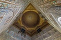 Royal Alcazar of Seville. Hall of Ambassadors ceiling detail. combed muquarnas forming a star. UNESCO world heritage site