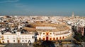 SEVILLE/SPAIN-March 3,2019:Aerial view of Plaza de toros de la Real Maestranza de CaballerÃÂ­a of Sevilla.Grand royal bullring.