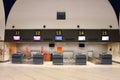 Seville, Spain - March 13,2018: Empty check in desks inside the Seville international airport