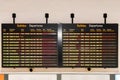 Seville, Spain - March 13,2018: Flight information display system inside the Seville international airport Royalty Free Stock Photo