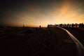 SEVILLE,SPAIN-March 8:Group of people looking at sunset and citycsape in Seville.Andalucia,Spain.Tourists sightseeing,enjoying