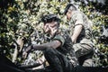 Soldiers inside a Military Tank during exhibition the Spanish Armed Forces Day celebrated in