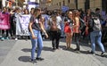 Women march in the streets of Seville