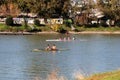 Rowers on the Guadalquivir river, Seville, Spain.