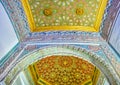 The carved plaster decorations in Royal Alcazar Palace in Seville, Spain