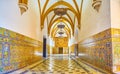 The tiled hall in Don Pedro Palace in Alcazar complex, Seville, Spain