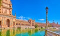 The view throuth the canal in Plaze de Espana in Seville, Spain